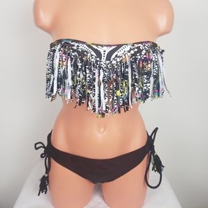 NWT Raisins Bandeau Fringe Bikini Size Medium
